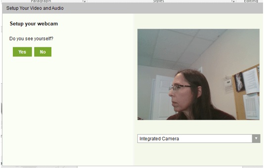 Webcam setup screenshot