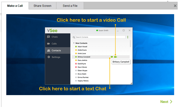 Starting the video call screenshot